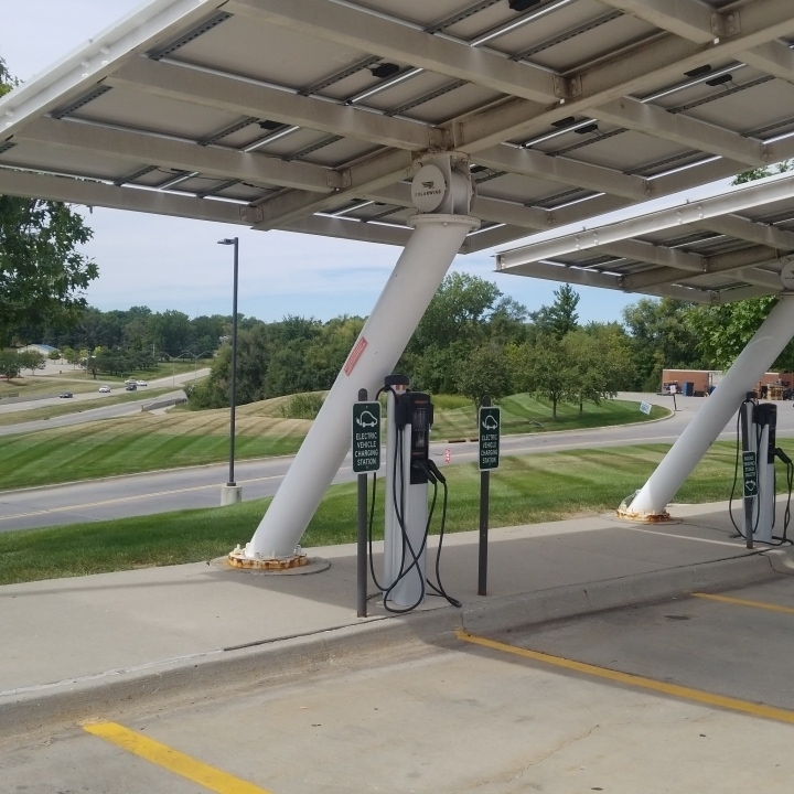 EV Charging Station Under Solar Installation 