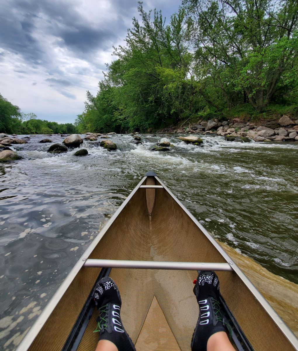 Megan's Feet in her canoe at North Raccoon River