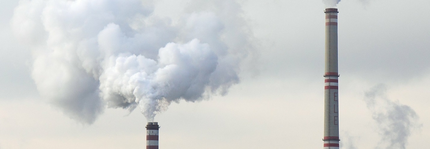 Steam from coal plant chimneys