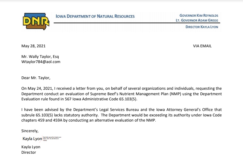 DNR Response Letter 