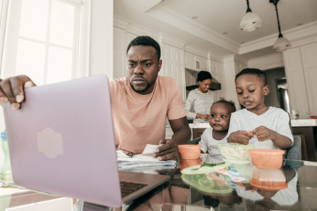 Family at computer