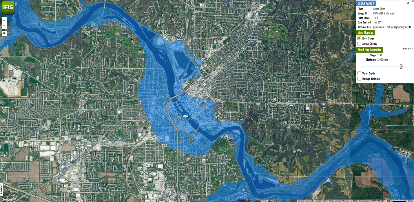 Cedar Rapids flood inundation maps