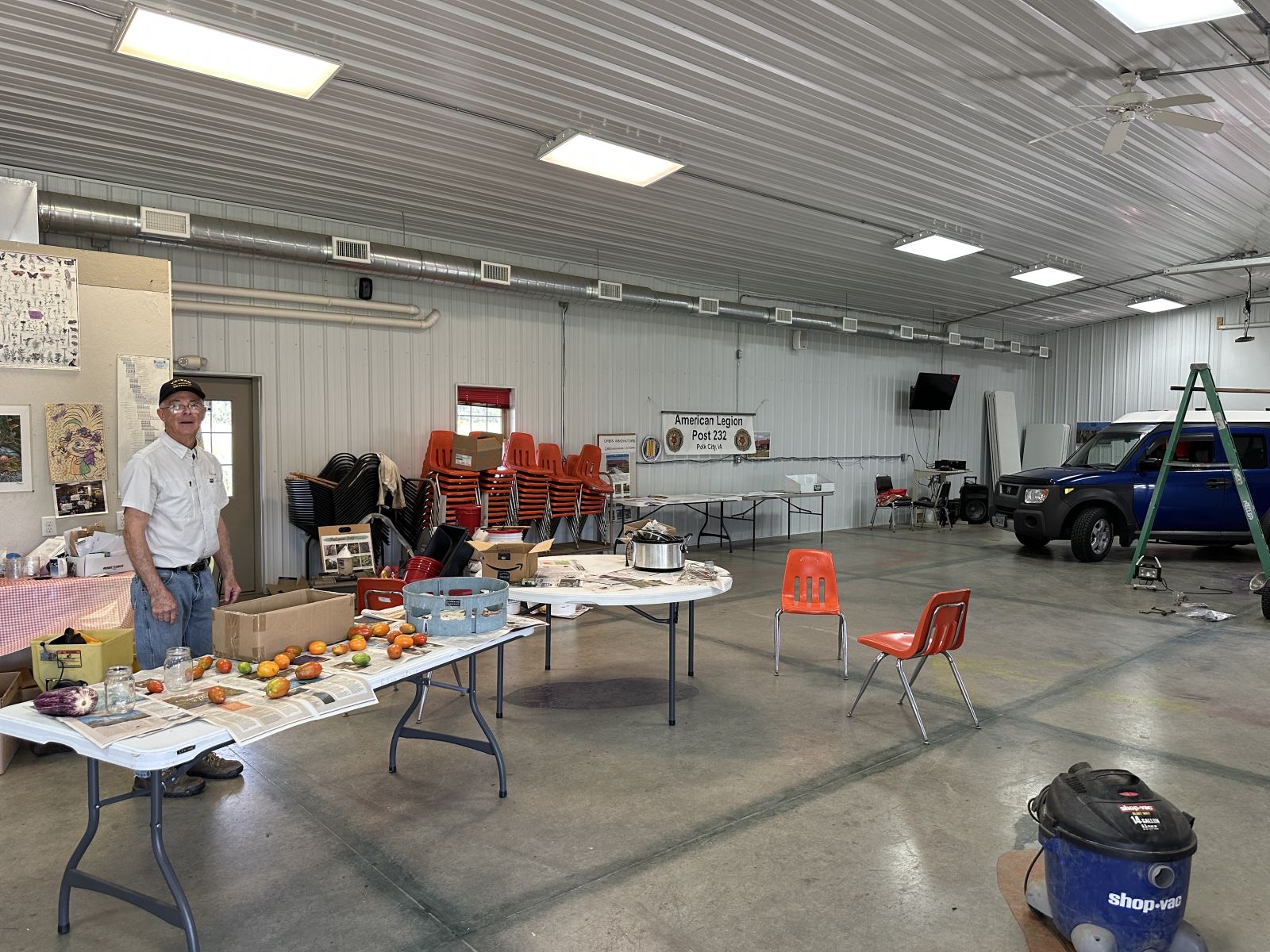 Ray showing me around his educational outbuilding.