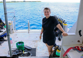Megan McDowell on a dive boat in Cozumel