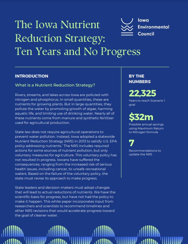 Iowa Nutrient Reduction Strategy: Ten Years and No Progress