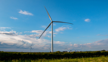 Wind turbine with blue sky