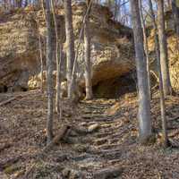 Hiking, cave at Backbone State Park